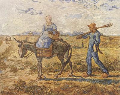 Vincent Van Gogh Morning:Peasant Couple Going to Work (nn04) oil painting image